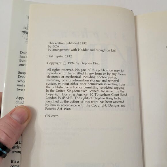 Stephen King - Dolores Claiborne HC 1992 First Edition Reprint VTG Horror UK - Picture 9 of 12